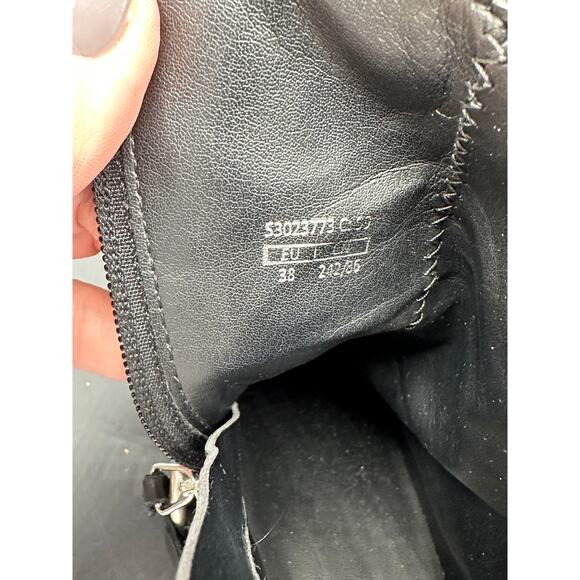 MNG Black Leather Embroidered Booties Women Side Zip Size 38/7.5 EUC - Picture 12 of 14